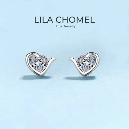 Daughter Adult's Day PT950 Platinum Heart Earplu Stud Earrings Women Valentine's Day 0.6CT Moissanite Diamond Girl Birthday Gift