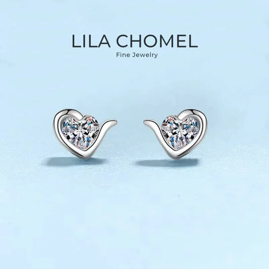 Daughter Adult's Day PT950 Platinum Heart Earplu Stud Earrings Women Valentine's Day 0.6CT Moissanite Diamond Girl Birthday Gift