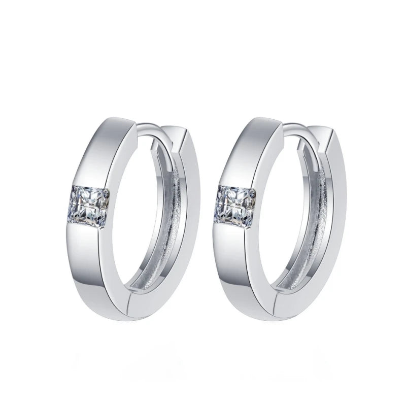 Brincos de argola de ouro branco 18K para presente de aniversário feminino, dia dos namorados, 0,6 ct, diamante moissanite, namorada PT950, joias finas para casamento