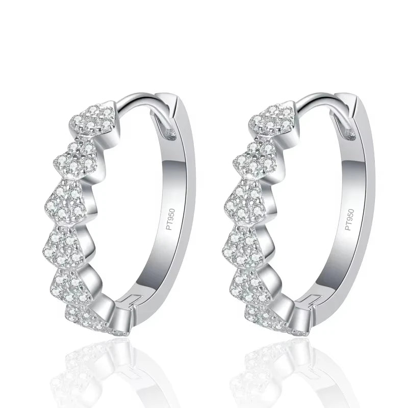 Girlfriend Birthday Gift Platinum PT950 Women Wedding Hoop Earrings Elegance Moissanite Diamond 0.35CT Engagement Fine Jewelry