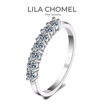 New Style 18K White Gold One Line Girl Birthday Gift Rings 0.28/0.7CT Moissanite Diamond PT950 Platinum Women Valentine's Day