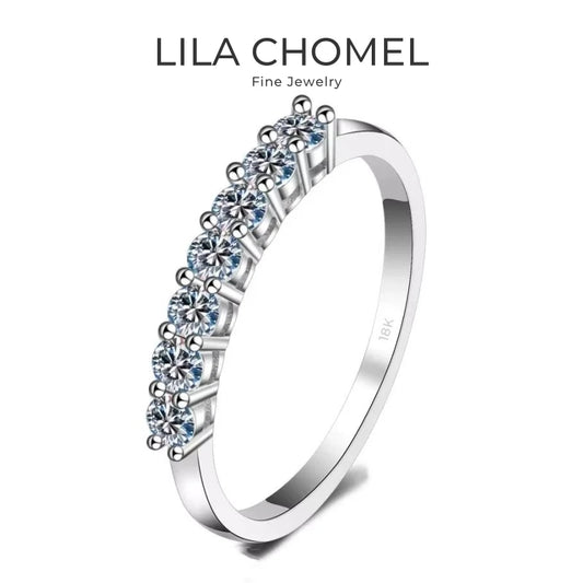 New Style 18K White Gold One Line Girl Birthday Gift Rings 0.28/0.7CT Moissanite Diamond PT950 Platinum Women Valentine's Day