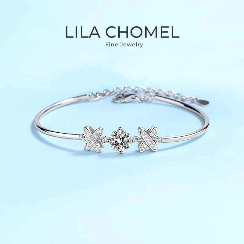 Pulseiras de ouro branco 18K para filha, presente de aniversário para meninas, diamante moissanita 1CT, joia fina de platina PT950 para dia dos namorados
