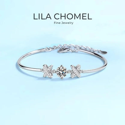 Pulseiras de ouro branco 18K para filha, presente de aniversário para meninas, diamante moissanita 1CT, joia fina de platina PT950 para dia dos namorados