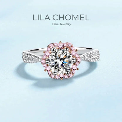 Lady Birthday Gift 18K White Gold Women Wedding Bands 1CT D Color Moissanite Diamond Girl Engagement Rings Daughter Fine Jewelry