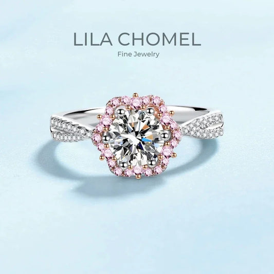 Lady Birthday Gift 18K White Gold Women Wedding Bands 1CT D Color Moissanite Diamond Girl Engagement Rings Daughter Fine Jewelry