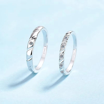 Lovers PT950 Platinum Women Men Wedding Bands Moissanite Diamond 0.12/0.25CT Girl Boy Birthday Gift Daughter Rings Fine Jewelry