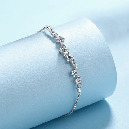 Pulseiras femininas de ouro branco 18K para o Dia dos Namorados, 0,58 ct, diamante moissanita, presente de aniversário para filha, joias finas de platina PT950