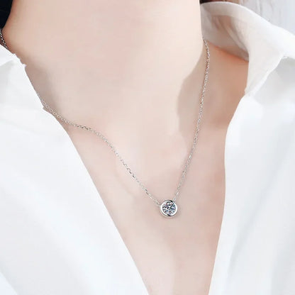 Daughter Adult's Day 18K White Gold Girl Birthday Gift 0.5/1CT Moissanite Diamond Women Valentine's Day PT950 Platinum Necklaces