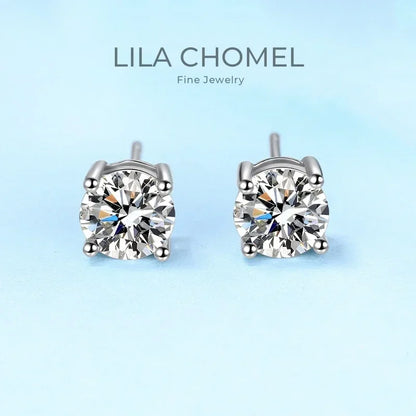 WOMEN 18K White Gold Wedding Stud Earrings 0.3/0.5/0.8/1CT Moissanite Diamond Girl Birthday Gift PT950 Platinum Valentine's Day