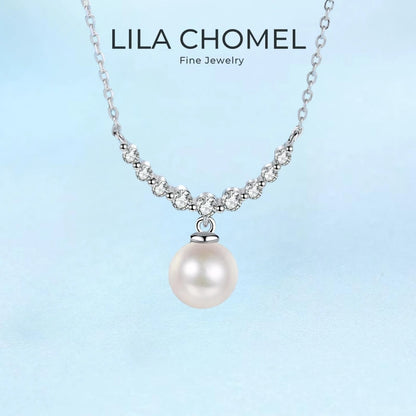Valentine's Day Girlfriend 18K White Gold Wedding 0.36CT Moissanite Diamond 8mm Pearl Pendant PT950 Platinum Necklaces for Women