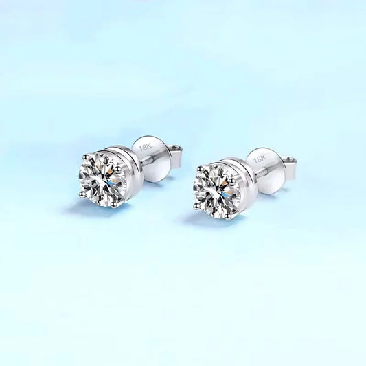 Girl Birthday Gift 18K White Gold Stud Earrings Women Wedding Moissanite Diamond 0.3/0.5/1/2CT PT950 Platinum Valentine's Day