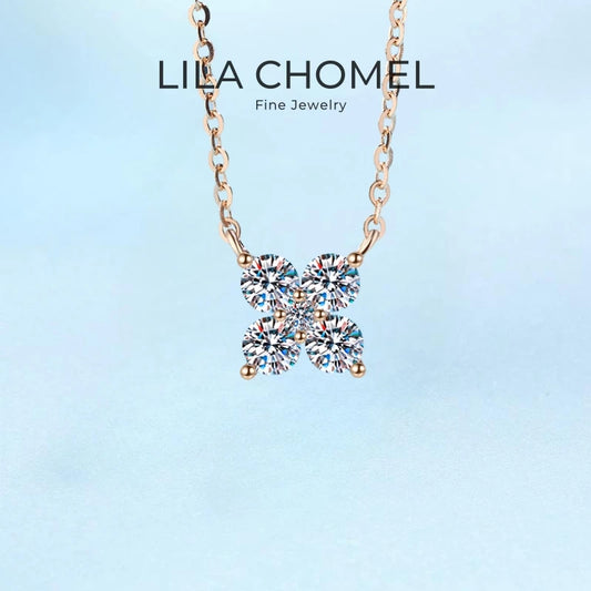 Girlfriend Valentine's Day 18K Rose Gold Necklaces Women Wedding Fine Jewelry 1.26CT Moissanite Diamond Daughter Birthday Gift