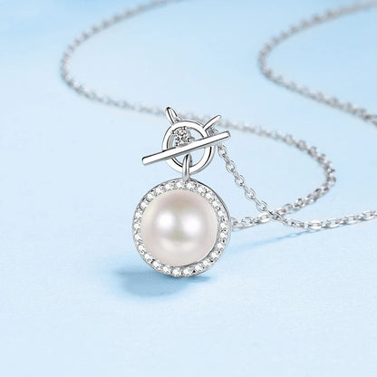 Valentine's Day PT950 Platinum Women Wedding 0.14CT Moissanite Diamond 8mm Pearl Natural Freshwater Pendant Girl Birthday Gift
