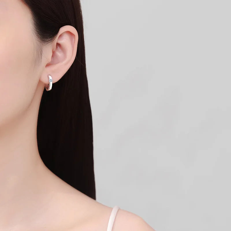 Brincos de argola de ouro branco 18K para presente de aniversário feminino, dia dos namorados, 0,6 ct, diamante moissanite, namorada PT950, joias finas para casamento