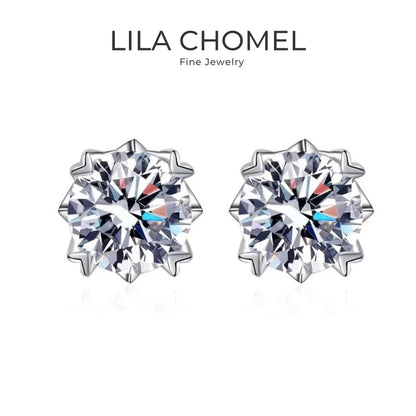 Women Valentine's Day 18K White Gold Wedding Stud Earrings 0.5/1/2CT Moissanite Diamond PT950 Platinum Girl Birthday Gift Party