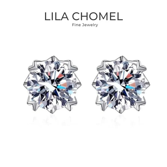 Women Valentine's Day 18K White Gold Wedding Stud Earrings 0.5/1/2CT Moissanite Diamond PT950 Platinum Girl Birthday Gift Party