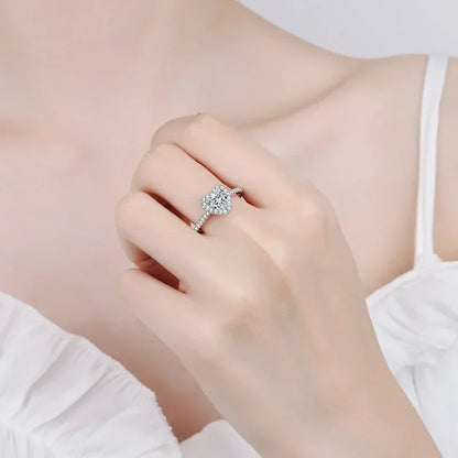 Girlfriend Valentine's Day 18K White Gold Engagement Rings 1CT Moissanite Diamond Women PT950 Platinum Wedding Band Fine Jewelry