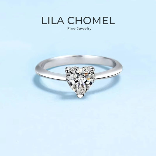 Birthday Gift Heart 18K White Gold Women Wedding Band VVS1 D Color 0.5/1/2CT Moissanite Diamond Rings Girlfriend Valentine's Day