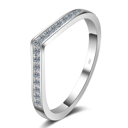 WOMEN Engagement Rings 18K White Gold Lady Wedding Band Moissanite Diamond 0.14CT Girl Valentine's Day Daughter Adult's Day Gift