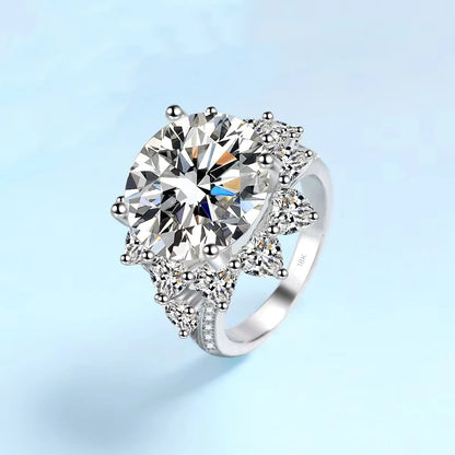 Fine Jewelry Sunflower 18K White Gold Women Wedding Bands 10CT VVS1 D Color Moissanite Diamond Girl Birthday Gift Party Daughter
