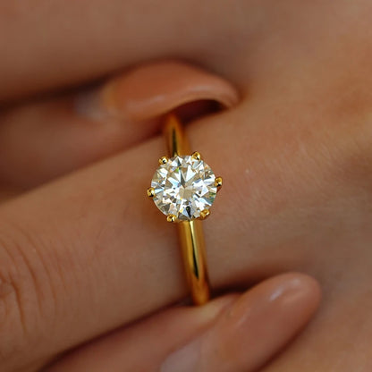 Classic Women Wedding Band 18K Gold Engagement Rings 1/2CT VVS1 D Color Moissanite Diamond Girl Birthday Gift Party Fine Jewelry