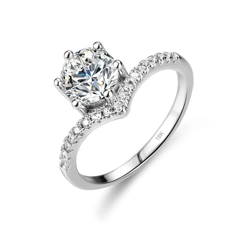 Women Valentine's Day 18K White Gold Birthday Gift Rings 1CT Moissanite Diamond Girl Wedding Band PT950 Platinum Fine Jewelry