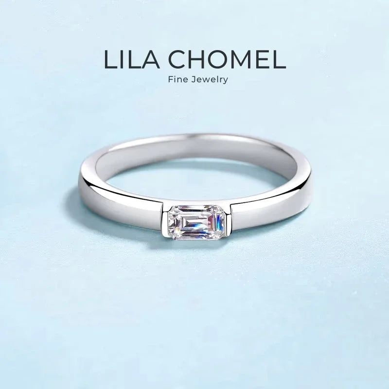 Daughter Birthday Gift 18K White Gold Women Wedding Band 0.5CT Moissanite Diamond Girl PT950 Platinum Rings Lady Valentine's Day