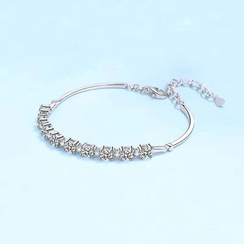 Pulseiras de casamento em ouro branco 18K com diamantes de moissanita 2,7 ct, presente de aniversário para meninas, dia dos namorados, joias finas de platina PT950