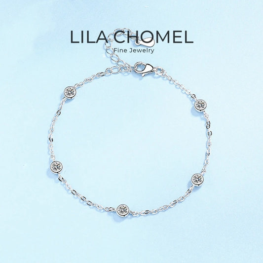 Luxury Birthday Gifts 18K White Gold Women Bracelets 0.5ct Moissanite Diamond Engagement Girl fine Jewelry for Her Daughter Gift
