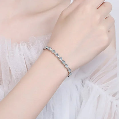 Pulseiras de casamento em ouro branco 18K com diamantes de moissanita 2,7 ct, presente de aniversário para meninas, dia dos namorados, joias finas de platina PT950