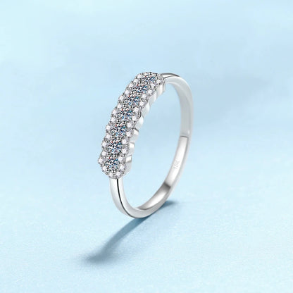 Anéis de ouro branco 18K da moda, presente de aniversário para filha, diamante moissanita de 0,37 quilates, joias finas para noivado, alianças de casamento femininas