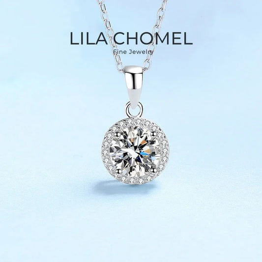Valentine's Day 18K White Gold Necklace Women Wedding 1CT Moissanite Diamond Collarbone Chain Pendant Girl Birthday Gift Jewelry