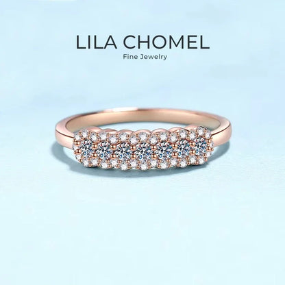 Women Wedding Band 18K Rose Gold Valentine's Day Rings Moissanite Diamond 0.37CT Engagement Girlfriend Birthday Gift Anniversary
