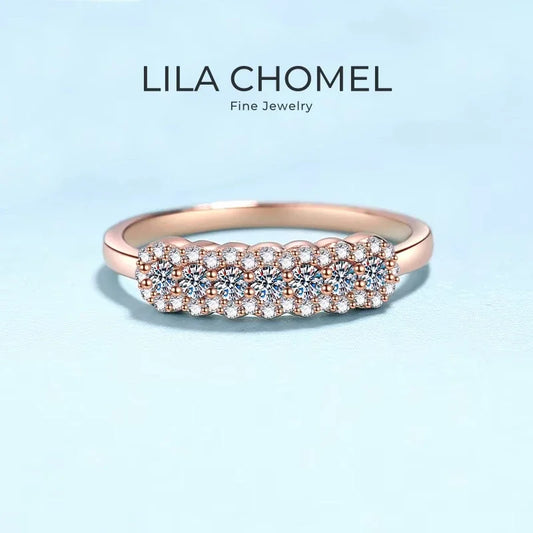 Women Wedding Band 18K Rose Gold Valentine's Day Rings Moissanite Diamond 0.37CT Engagement Girlfriend Birthday Gift Anniversary