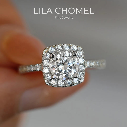 Women Engagement 18K White Gold Wedding Band 0.5/1/2CT VVS1 D Color Moissanite Diamond Girl Valentine's Day PT950 Platinum Rings