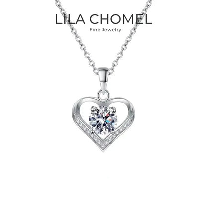 Valentine's Day 18K White Gold Women Wedding Necklaces 1CT Moissanite Diamond Girl Pendant PT950 Platinum Daughter Birthday Gift