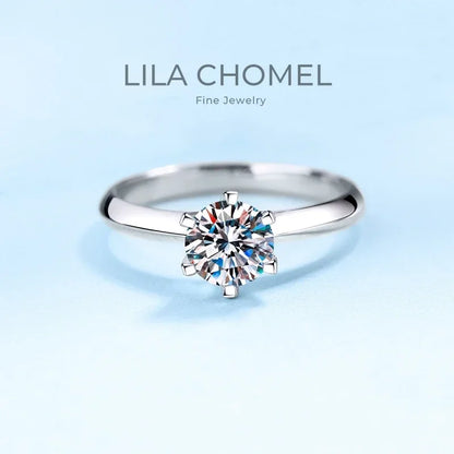 WOMEN Engagement Moissanite Diamond 18K White Gold Wedding Band 0.5/1/1.5/2/3/5CT VVS 1 D Color Six Pronged PT950 Platinum RINGS