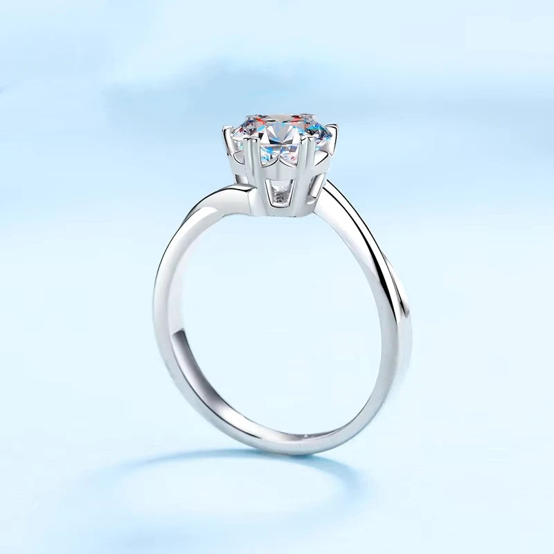 Women Wedding Band Twisted 18K White Gold Engagement Rings 0.5/1/2CT Moissanite Diamond Girlfriend Birthday Gift Fine Jewelry