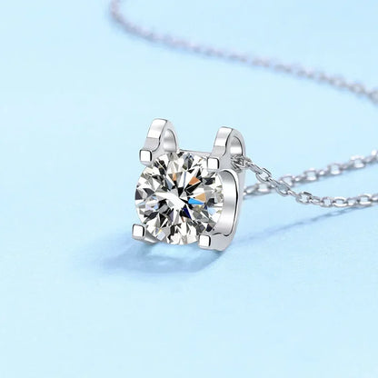 WOMEN Valentine's Day 18K White Gold Wedding Necklaces 0.8CT Moissanite Diamond Pendant Girl Birthday Gift Daughter Adult's Day