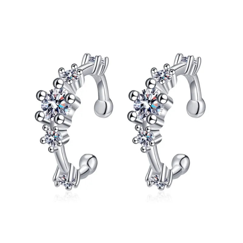 Girlfriend Birthday Gift 18K White Gold Clip Earrings Women Wedding Fine Jewelry 0.64CT Moissanite Diamond Girl Valentine's Day