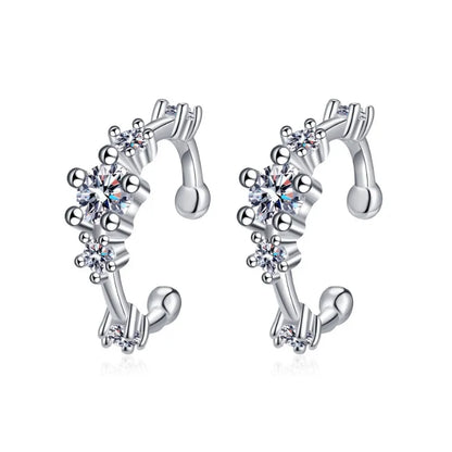 Girlfriend Birthday Gift 18K White Gold Clip Earrings Women Wedding Fine Jewelry 0.64CT Moissanite Diamond Girl Valentine's Day