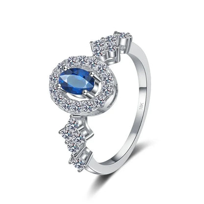 Women Birthday Gift 18K White Gold Wedding Band 0.5CT Blue Moissanite Diamond Girlfriend Valentine's Day PT950 Platinum Rings