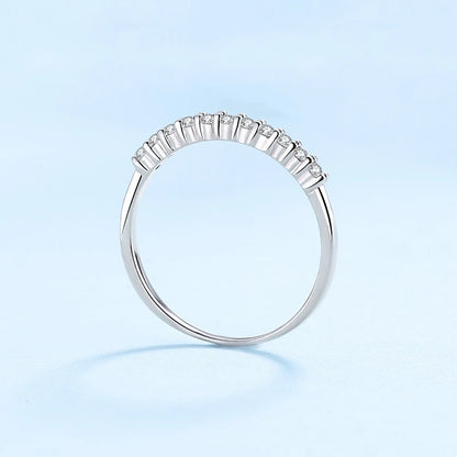 Lady Fine Jewelry Daughter 18K White Gold Rings Women Wedding Band 0.16CT Moissanite Diamond Valentine's Day Girl Birthday Gift