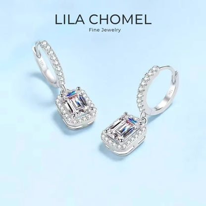 Girl Valentine's Day 18K White Gold Women Birthday Gift 1/2CT Moissanite Diamond Drop Earrings PT950 Platinum Wedding Jewelry