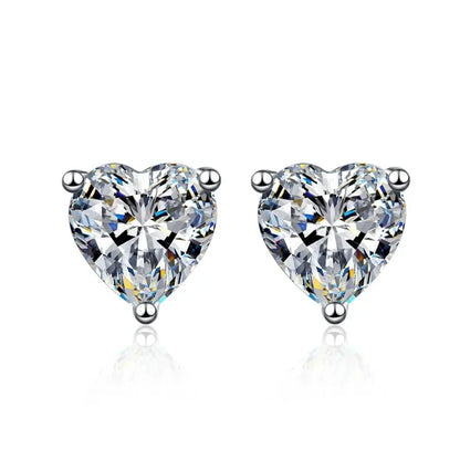 Daughter Fine Jewelry 18K White Gold Earplug Stud Earrings Women Wedding 1/2CT Heart Moissanite Diamond Girlfriend Birthday Gift