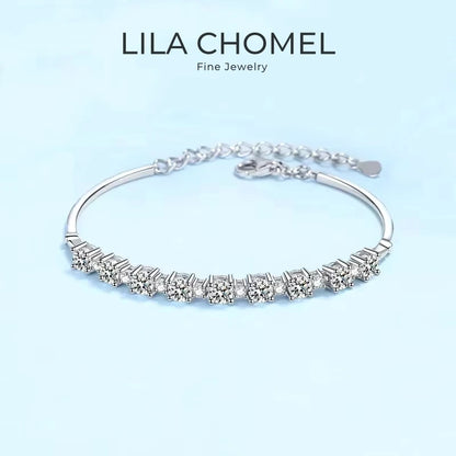 Pulseiras de casamento em ouro branco 18K com diamantes de moissanita 2,7 ct, presente de aniversário para meninas, dia dos namorados, joias finas de platina PT950