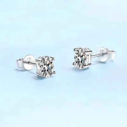 Girl Birthday Gift 18K White Gold 0.5/1/2CT Oval Moissanite Diamond Earplug Stud Earrings PT950 Platinum Women Valentine's Day
