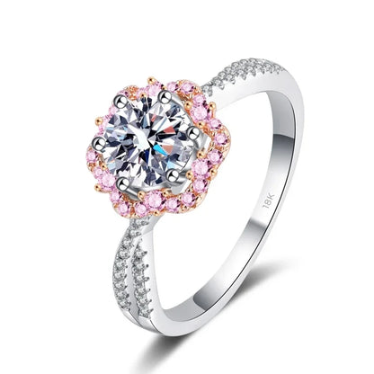 Lady Birthday Gift 18K White Gold Women Wedding Bands 1CT D Color Moissanite Diamond Girl Engagement Rings Daughter Fine Jewelry