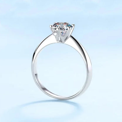 WOMEN Engagement Moissanite Diamond 18K White Gold Wedding Band 0.5/1/1.5/2/3/5CT VVS 1 D Color Six Pronged PT950 Platinum RINGS